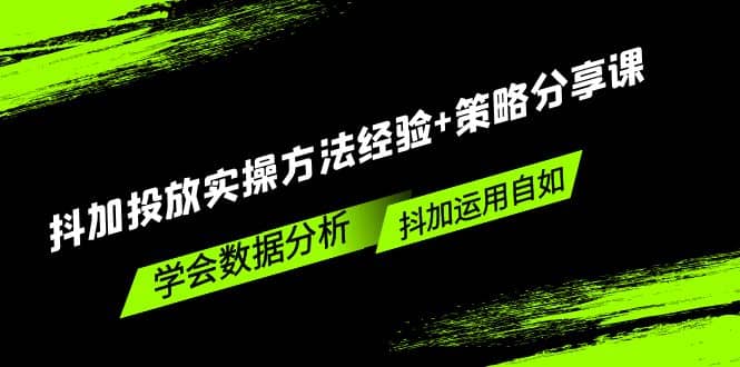 抖加投放实操方法经验+策略分享课，学会数据分析，抖加运用自如-南风轻创