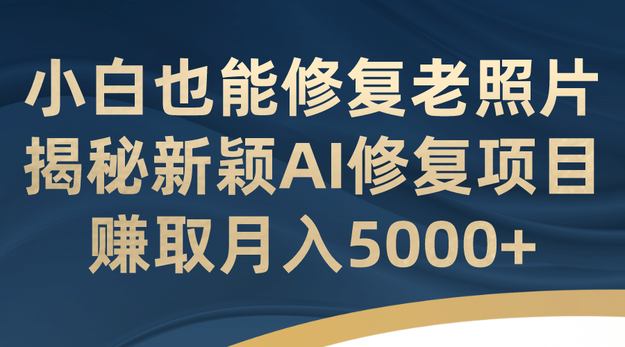小白也能修复老照片！揭秘新颖AI修复项目，赚取月入5000+-南风轻创
