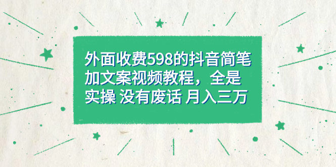 外面收费598抖音简笔加文案教程，全是实操 没有废话 月入三万（教程+资料）-南风轻创