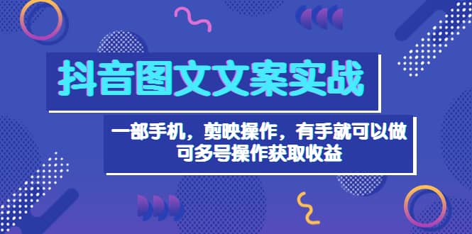 抖音图文毒文案实战：一部手机 剪映操作 有手就能做，单号日入几十 可多号-南风轻创