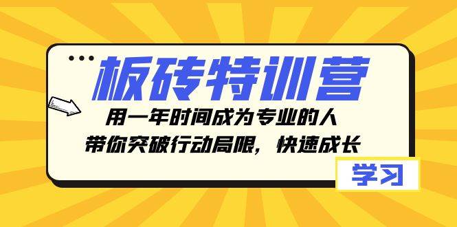 板砖特训营，用一年时间成为专业的人，带你突破行动局限，快速成长-南风轻创