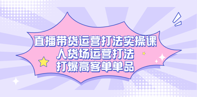 直播带货运营打法实操课，人货场运营打法，打爆高客单单品-南风轻创