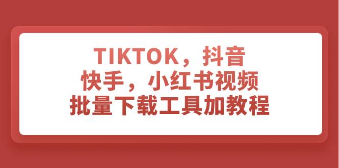 TIKTOK，抖音，快手，小红书视频批量下载工具加教程-南风轻创