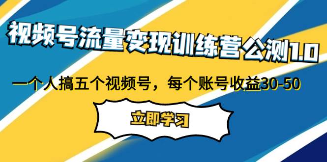 视频号流量变现训练营公测1.0：一个人搞五个视频号，每个账号收益30-50-南风轻创