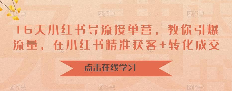 16天-小红书 导流接单营，教你引爆流量，在小红书精准获客+转化成交-南风轻创