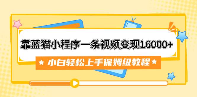 靠蓝猫小程序一条视频变现16000+小白轻松上手保姆级教程（附166G资料素材）-南风轻创