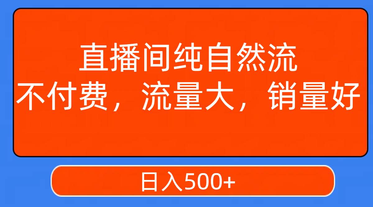 直播间纯自然流，不付费，流量大，销量好，日入500+-南风轻创