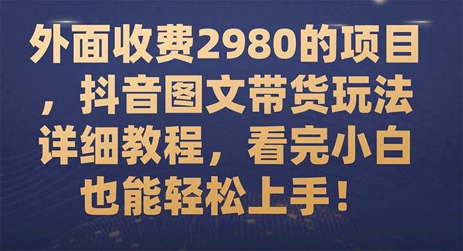 外面收费2980的项目，抖音图文带货玩法详细教程，看完小白也能轻松上手！-南风轻创