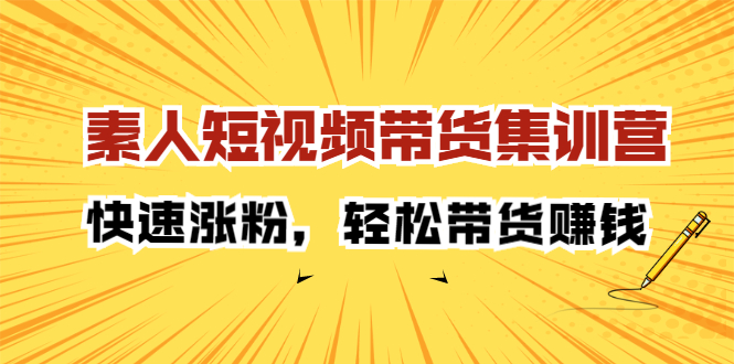 素人短视频带货集训营：快速涨粉，轻松带货赚钱-南风轻创