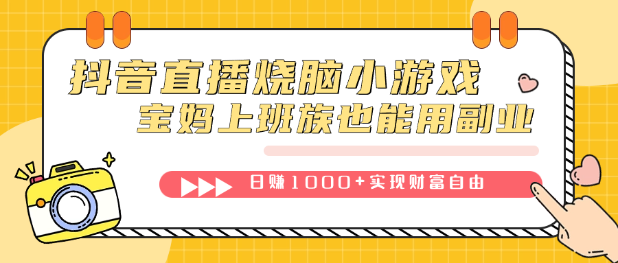 抖音直播烧脑小游戏，不需要找话题聊天，宝妈上班族也能用副业日赚1000+-南风轻创
