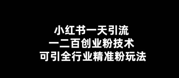 【引流必备】小红书一天引流一二百创业粉技术，可引全行业精准粉玩法-南风轻创