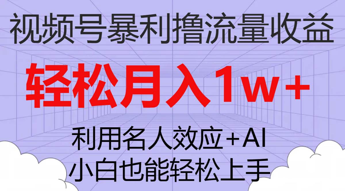视频号暴利撸流量收益，小白也能轻松上手，轻松月入1w+-南风轻创
