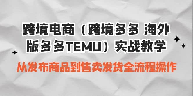 跨境电商（跨境多多 海外版多多TEMU）实操教学 从发布商品到售卖发货全流程-南风轻创
