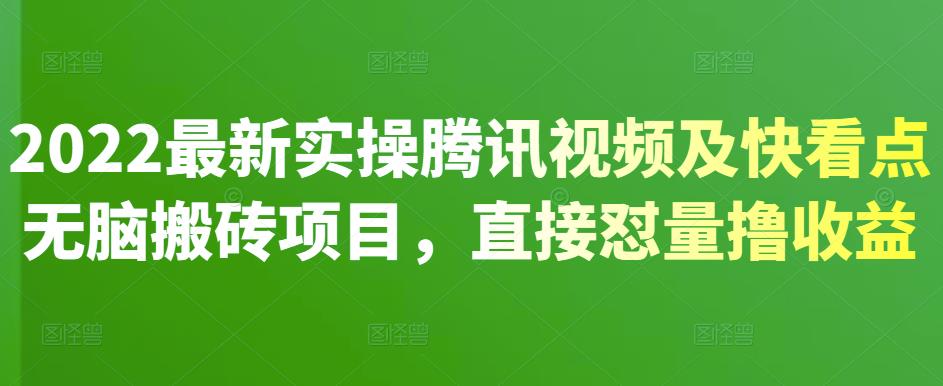 2022最新实操腾讯视频及快看点无脑搬砖项目，直接怼量撸收益-南风轻创