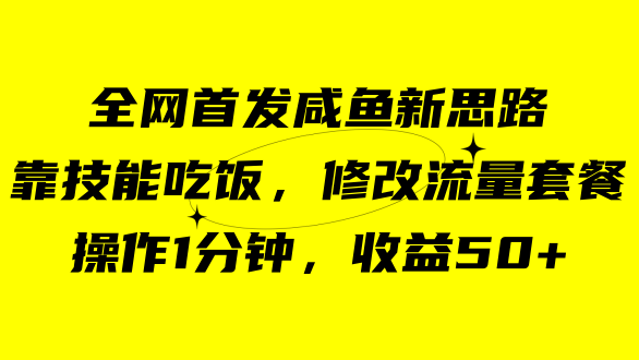 咸鱼冷门新玩法，靠“技能吃饭”，修改流量套餐，操作1分钟，收益50+-南风轻创