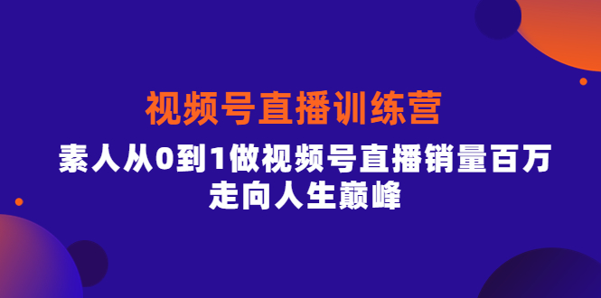 视频号直播训练营，素人从0到1做视频号直播销量百万，走向人生巅峰-南风轻创
