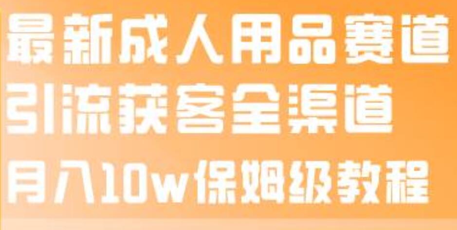 最新成人用品赛道引流获客全渠道，月入10w保姆级教程-南风轻创