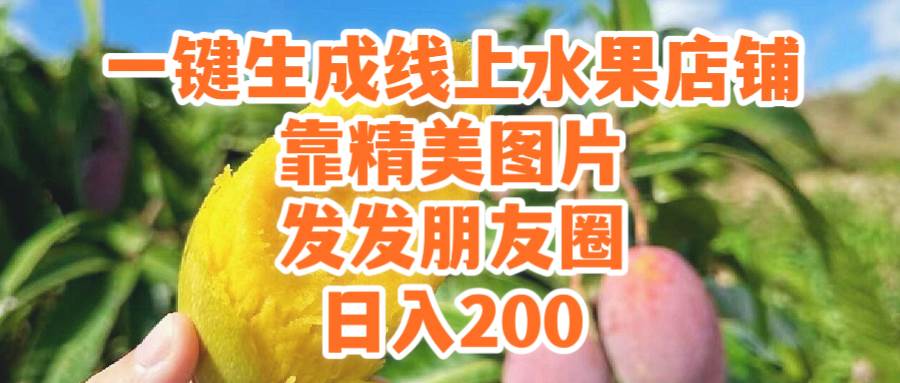 一键生成线上水果店，靠精美图片发发朋友圈，也能日入200-南风轻创