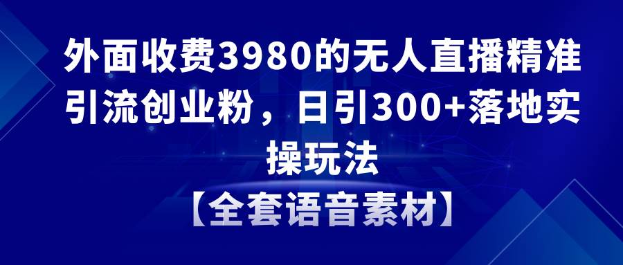无人直播精准引流创业粉，日引300+落地实操玩法【全套语音素材】-南风轻创