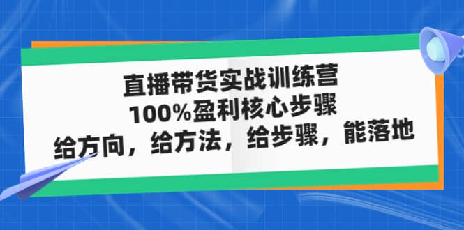 直播带货实战训练营：100%盈利核心步骤，给方向，给方法，给步骤，能落地-南风轻创