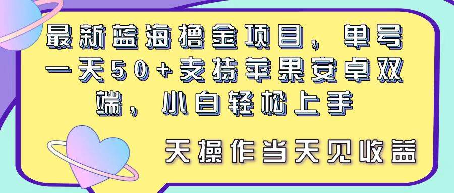 最新蓝海撸金项目，单号一天50+， 支持苹果安卓双端，小白轻松上手 当…-南风轻创