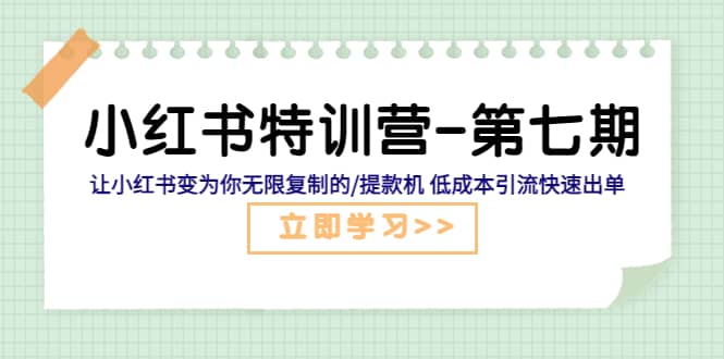 小红书特训营-第七期 让小红书变为你无限复制的/提款机 低成本引流快速出单-南风轻创
