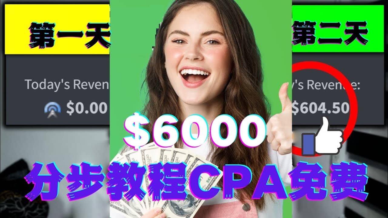 短时间赚6000美元分步教程CPA营销免费流量方法赚钱项目-南风轻创