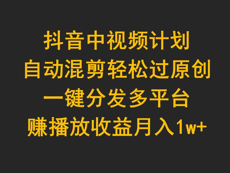 抖音中视频计划，自动混剪轻松过原创，一键分发多平台赚播放收益，月入1w+-南风轻创