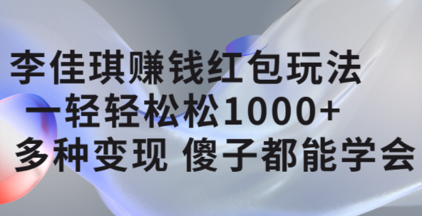 李佳琪赚钱红包玩法，一天轻轻松松1000+，多种变现，傻子都能学会-南风轻创