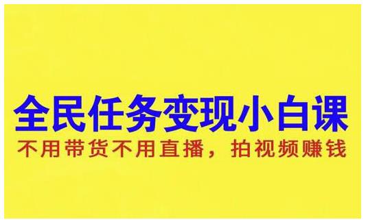 抖音全民任务变现小白课，不用带货不用直播，拍视频就能赚钱-南风轻创