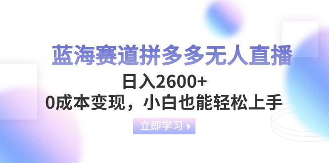 蓝海赛道拼多多无人直播，日入2600+，0成本变现，小白也能轻松上手-南风轻创