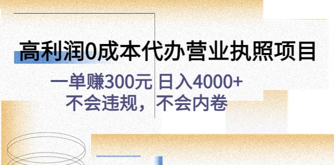 高利润0成本代办营业执照项目：不会违规，不会内卷-南风轻创