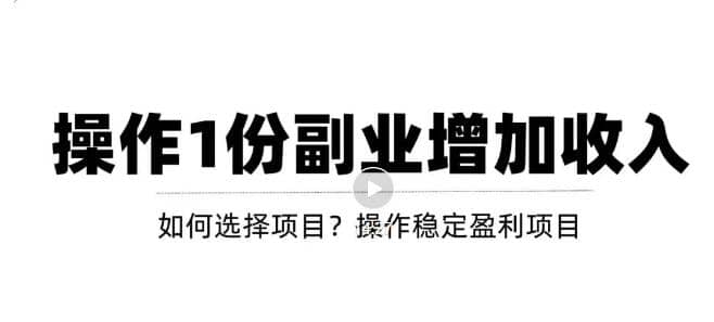 新手如何通过操作副业增加收入，从项目选择到玩法分享！【视频教程】-南风轻创