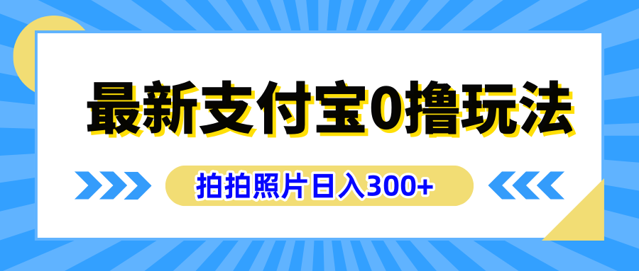 最新支付宝0撸玩法，拍照轻松赚收益，日入300+有手机就能做-南风轻创