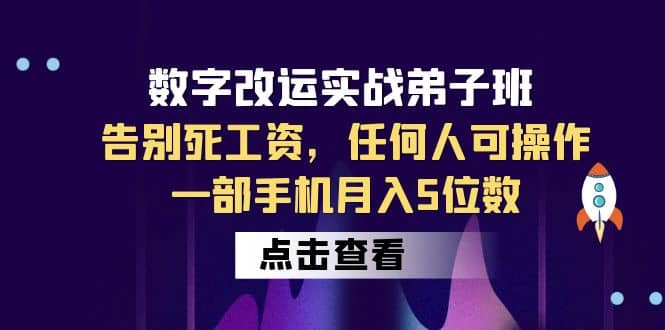 数字 改运实战弟子班：告别死工资，任何人可操作，一部手机月入5位数-南风轻创