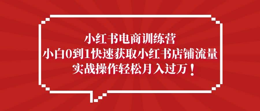 小红书电商训练营，小白0到1快速获取小红书店铺流量-南风轻创