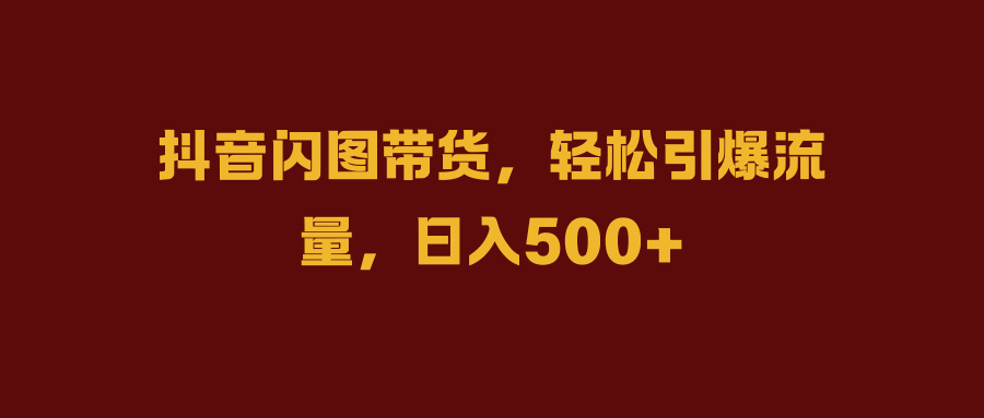 抖音闪图带货，轻松引爆流量，日入500+-南风轻创