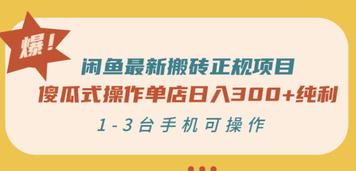 闲鱼最新搬砖正规项目：傻瓜式操作单店日入300+纯利，1-3台手机可操作-南风轻创