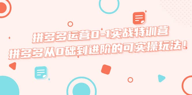 拼多多运营0-1实战特训营，拼多多从0础到进阶的可实操玩法-南风轻创