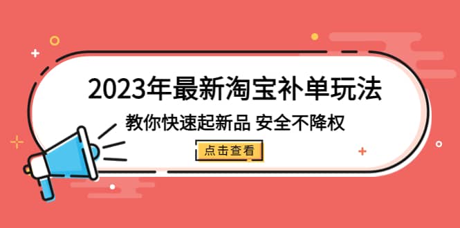 2023年最新淘宝补单玩法，教你快速起·新品，安全·不降权（18课时）-南风轻创