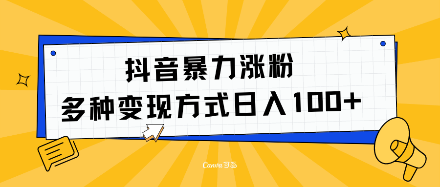 抖音暴力涨粉：多方式变现 日入100+-南风轻创