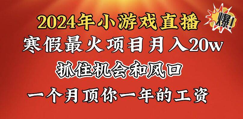 2024年寒假爆火项目，小游戏直播月入20w+，学会了之后你将翻身-南风轻创