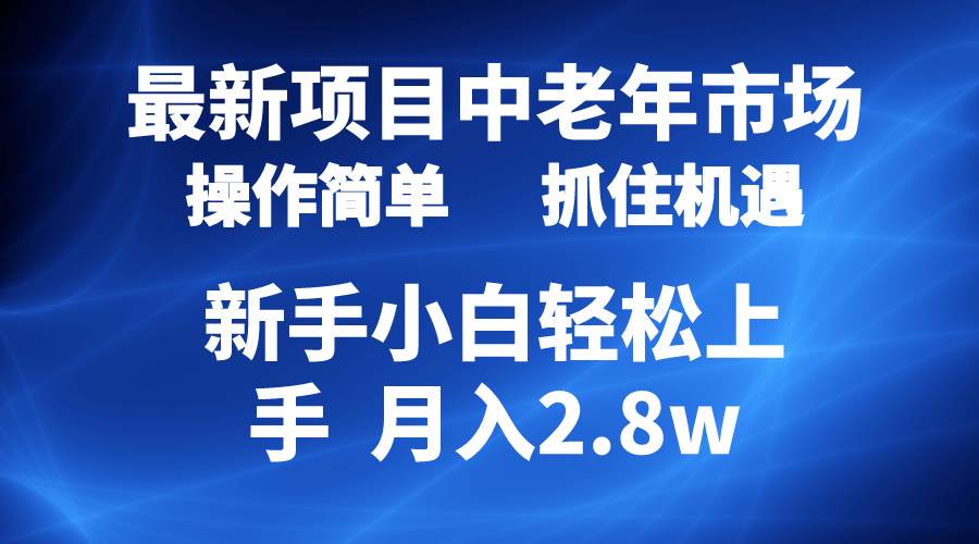 2024最新项目，中老年市场，起号简单，7条作品涨粉4000+，单月变现2.8w-南风轻创