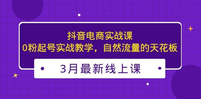 3月最新抖音电商实战课：0粉起号实战教学，自然流量的天花板-南风轻创