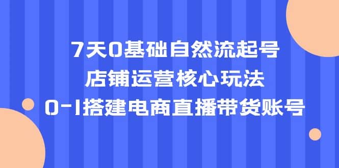7天0基础自然流起号，店铺运营核心玩法，0-1搭建电商直播带货账号-南风轻创
