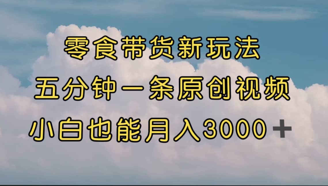 零食带货新玩法，5分钟一条原创视频，新手小白也能轻松月入3000+ （教程）-南风轻创