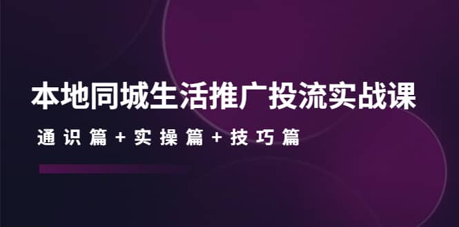 本地同城生活推广投流实战课：通识篇+实操篇+技巧篇-南风轻创