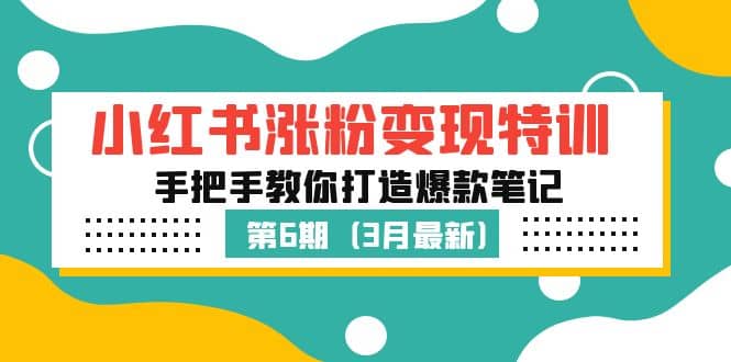 小红书涨粉变现特训·第6期，手把手教你打造爆款笔记（3月新课）-南风轻创