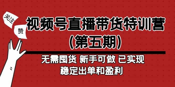 视频号直播带货特训营（第五期）无需囤货 新手可做 已实现稳定出单和盈利-南风轻创