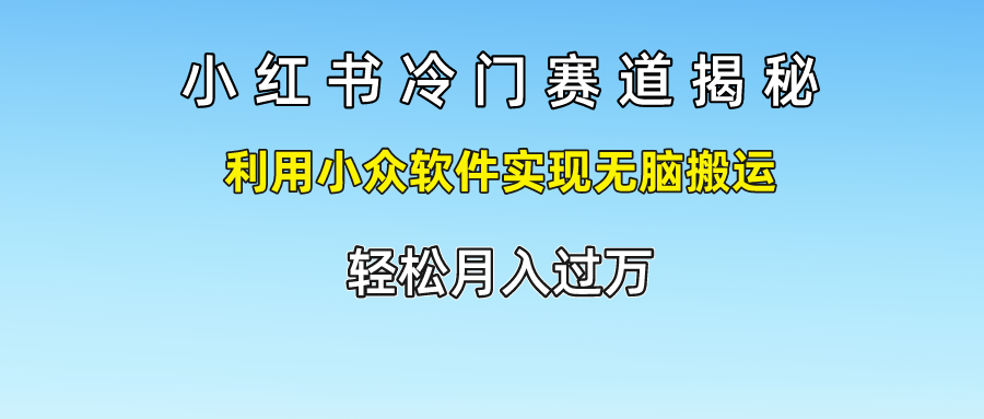 小红书冷门赛道揭秘,轻松月入过万，利用小众软件实现无脑搬运，-南风轻创